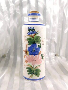 White Floral Jug with Cork Stopper # 27094